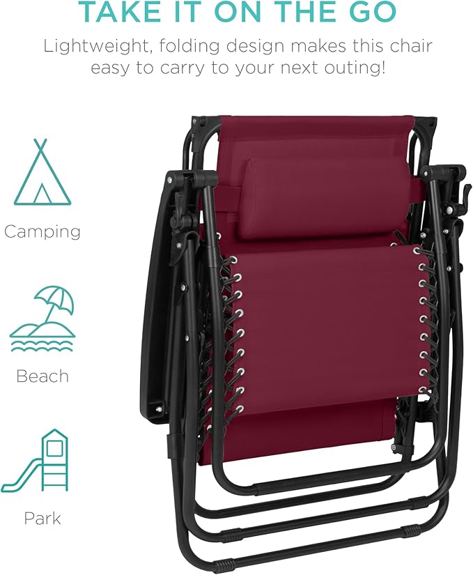 Best Choice Products 30” Wide Folding Zero Gravity Outdoor Recliner Patio - Image 9