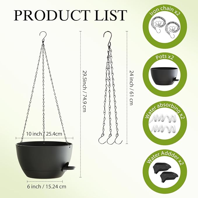10 Inch Hanging Baskets 2 PC - Image 2