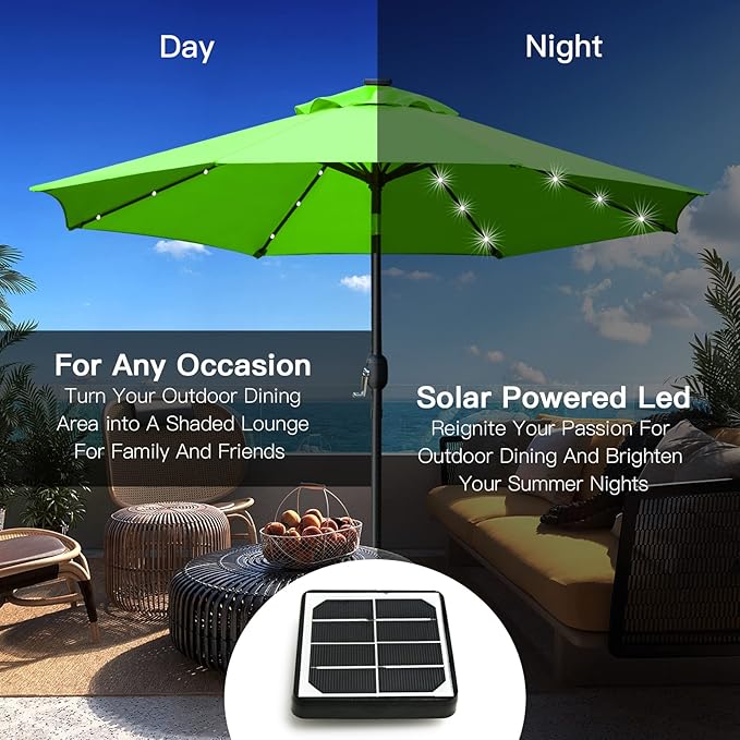 Sunnyglade 9' Solar LED Lighted Patio Umbrella - Image 5