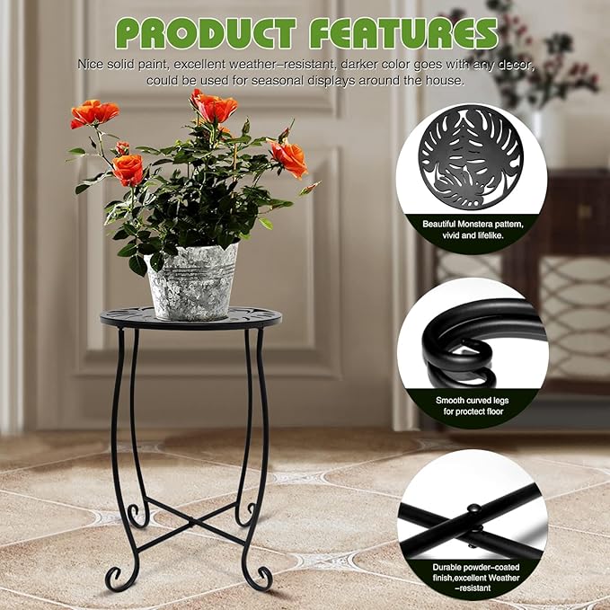 Fashion&cool Side Tables for Small Space, Metal Outdoor Indoor Round Side Table - Image 4