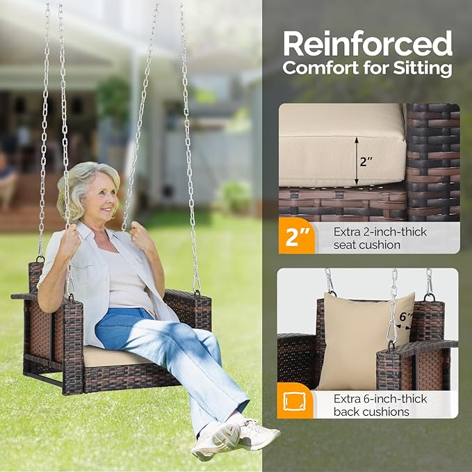 Outvita Porch Swing, 2FT Hanging Outdoor Porch Swings - Image 3