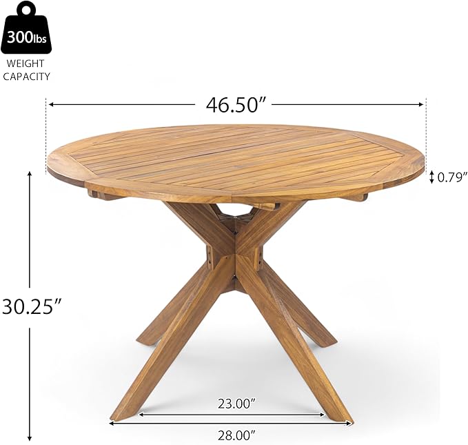 Christopher Knight Home Stamford Outdoor Acacia Wood Round Dining Table - Image 2