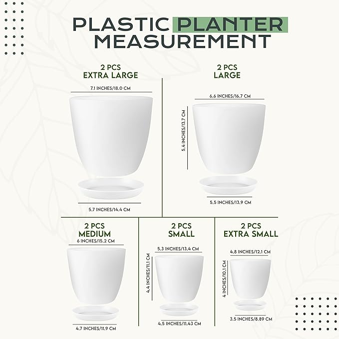 Utopia Home - Plant Pots Indoor - 7/6.6/6/5.3/4.8 Inches Flower Pots - Image 2