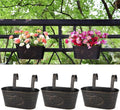 3 Pack Metal Railing Planters, 10.5" Oval Hanging Flower Pots by MeltsetM
