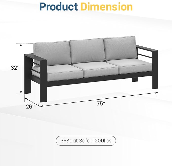 Wisteria Lane Patio Furniture Metal Sofa, Metal Outdoor Chairs - Image 2