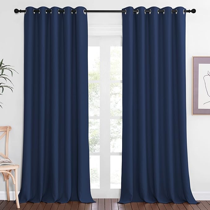 NICETOWN Blackout Navy Blue Bedroom Curtain 118 inches Long, Grommet Thermal by NICETOWN
