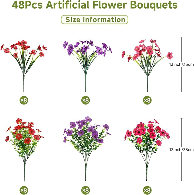 Alupssuc 48 Bundles Artificial Flowers - Image 2