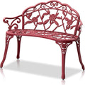 VINGLI 38.5" Patio Park Garden Outdoor Metal Rose Bench, 2-Person Cast Iron by VINGLI