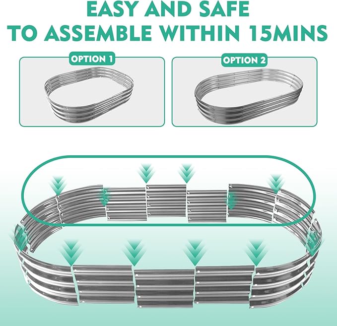 5X2.7X1 FT Oval Galvanized Metal Garden Raised Bed/Plant Box - Image 9