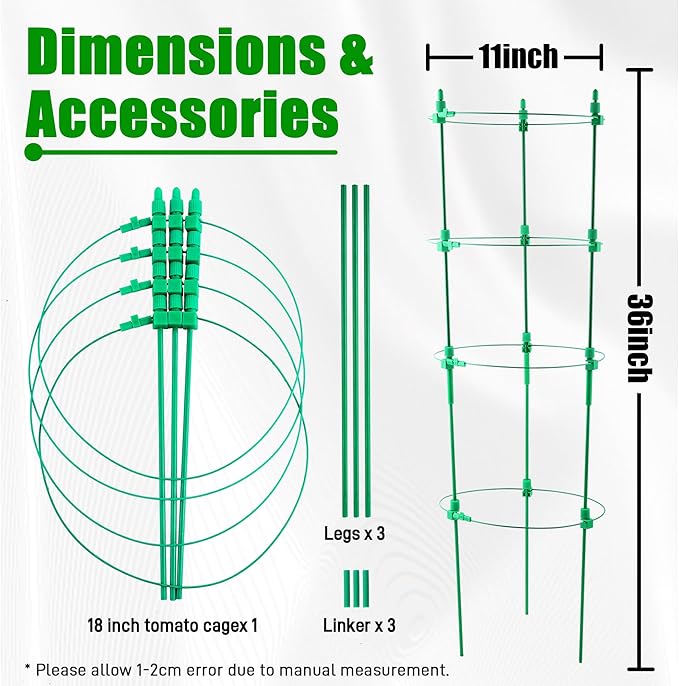 4 Pack Adjustable Tomato Cages, 36 Inch Plant Support Garden Trellis - Image 2