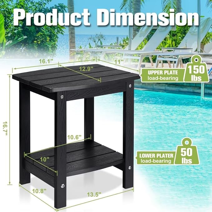 Y&M Outdoor Side Table, HIPS Adirondack Small Double Layer Table, Waterproof - Image 3