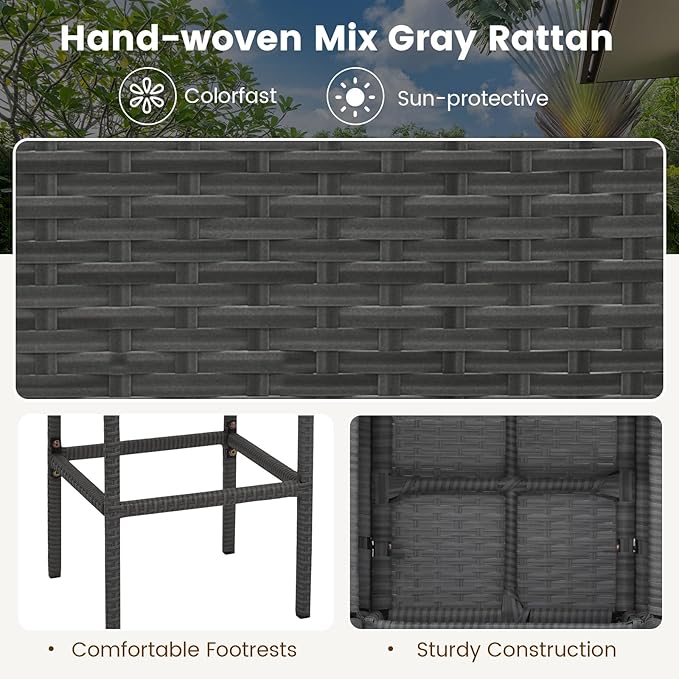 Tangkula 5 Piece Outdoor Rattan Bar Set, Patio Bar Furniture - Image 8