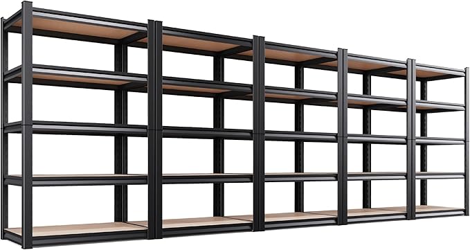 Set of 5 Garage Shelving Heavy Duty Storage Shelves, Metal Adjustable Shelving by Unknown