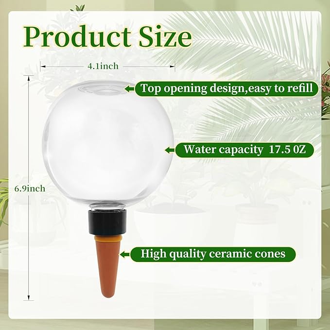 6 Pack Self Watering Globes for Indoor Plant Plastic Water Bulbs 17.5 oz - Image 2