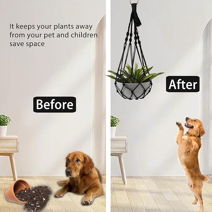 Artilady Black Plant Hanger Macrame Hanging Planter - Image 6