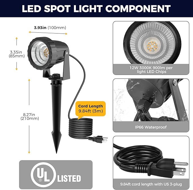 L LOHAS LED 12W Dusk to Dawn Outdoor Lighting, Auto On/Off 3000K Landscape - Image 4