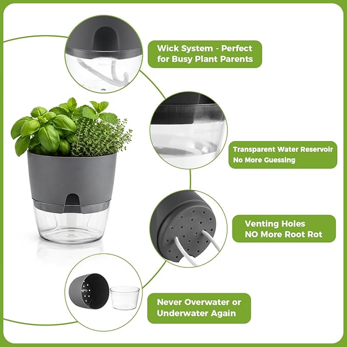 Planterhoma 5 Pack Self Watering Pots - Image 6