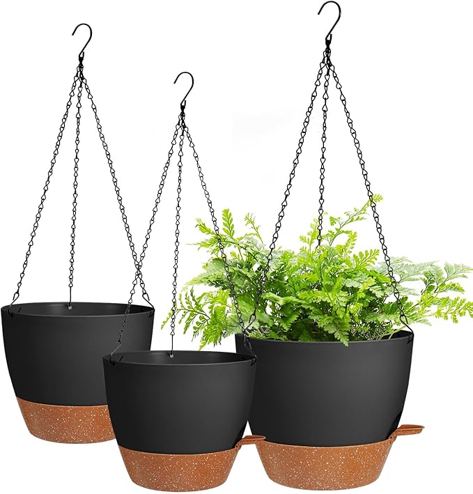 10/9/8 Inch Hanging Planter for Indoor Outdoor Plants, 3 Pack Self-Watering by Lucieblessdesign