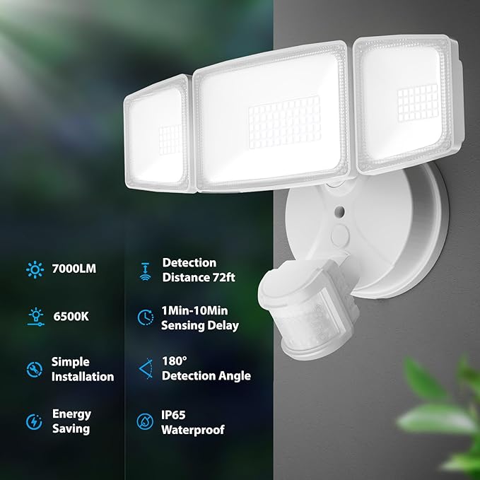 Onforu 75W LED Flood Light Motion Sensor Outdoor, 7000lm Dusk to Dawn Flood - Image 3