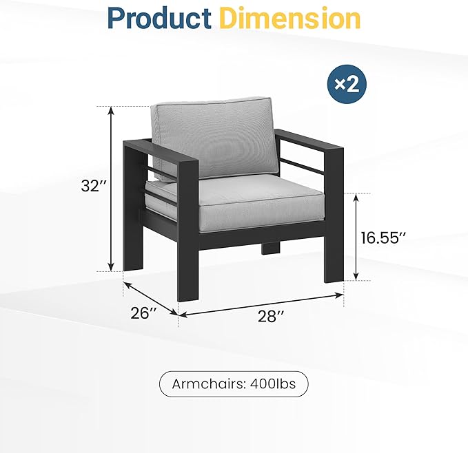 Wisteria Lane Patio Furniture Metal Armchair, Metal Outdoor Chairs - Image 2
