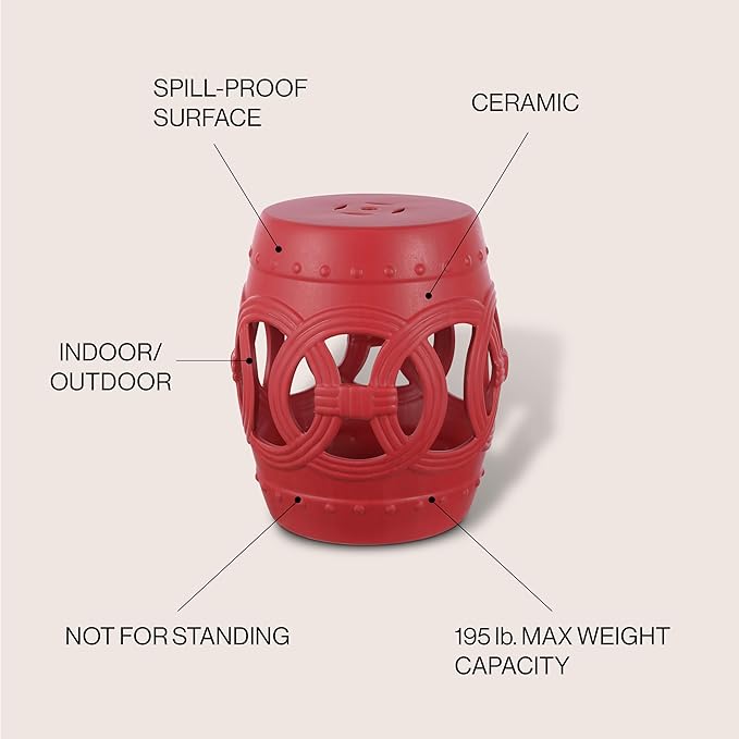JONATHAN Y TBL1022C Lucky Coins 16" Chinese Ceramic Drum Indoor/Outdoor Garden - Image 4