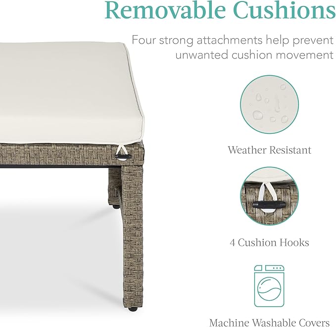 Best Choice Products Set of 2 Wicker Ottomans, Additional Seating, Side Table - Image 6