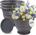 4 Pack 16 Inch Large Plant Pots, Plastic Flower Pot by Usocik