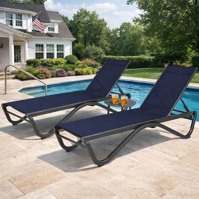 Kozyard Outdoor Chaise Lounge Chair, Full Aluminum Frame, Adjustable Reclining by Kozyard