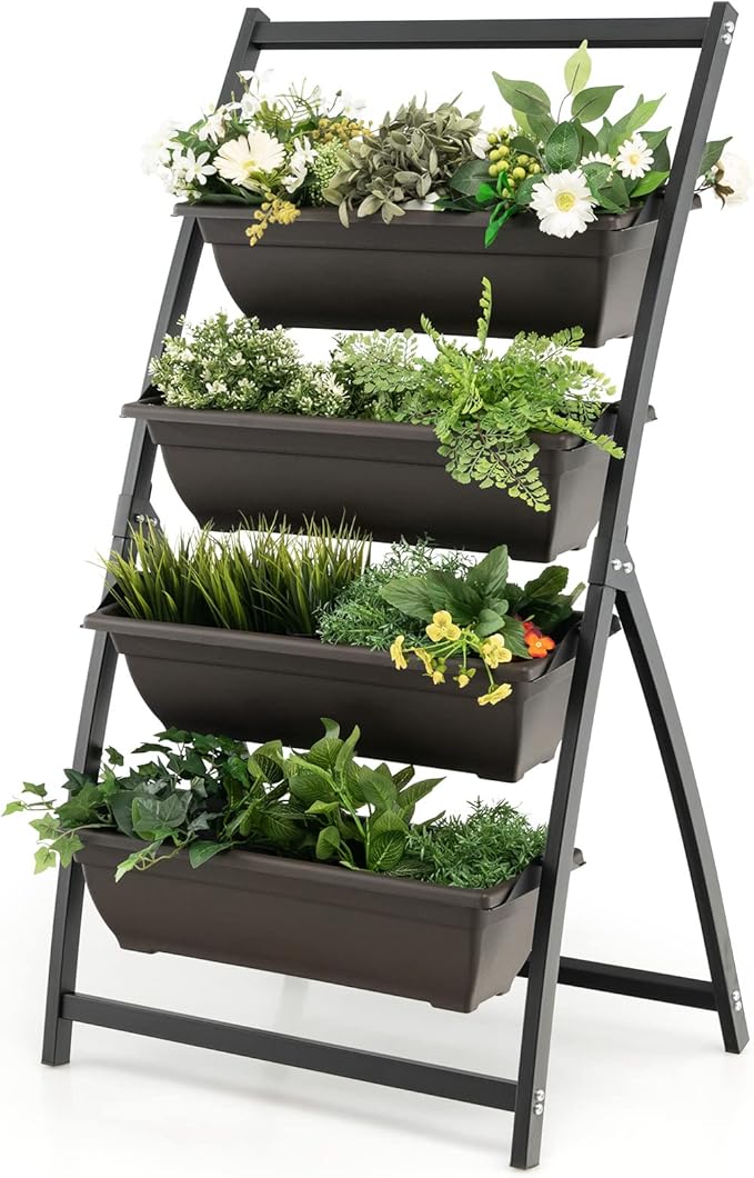 Giantex 4.1FT Vertical Raised Garden Bed, 4-Tier Elevated Planter Box w/4 by Giantex