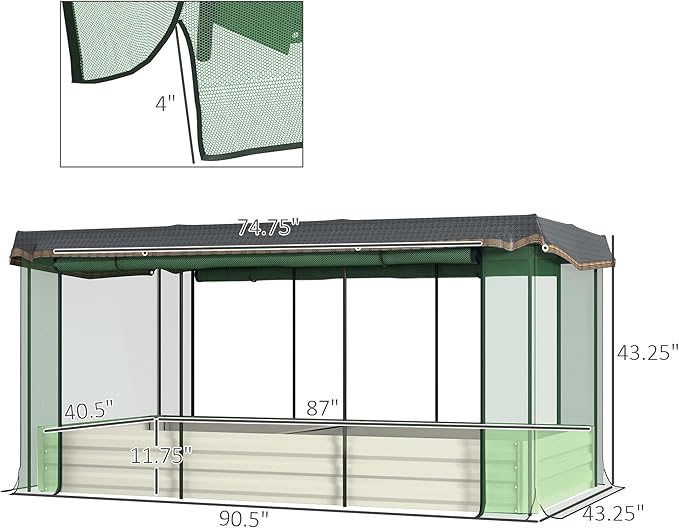 Outsunny 7.3 x 3.4 x 1 ft Galvanized Raised Garden Bed - Image 7