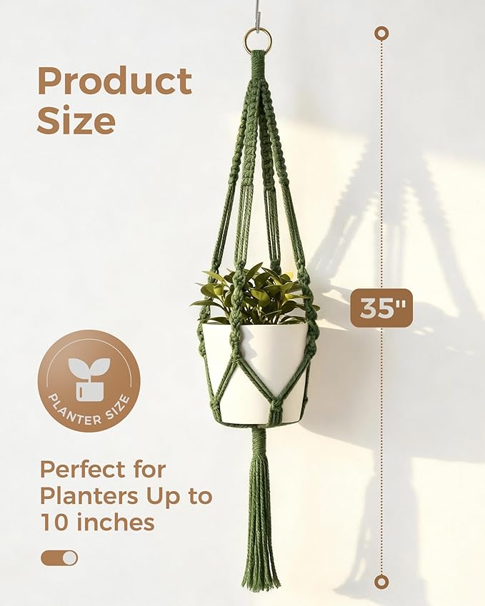 Bamworld Macrame Plant Hanger Indoor Hanging Planter - Image 5