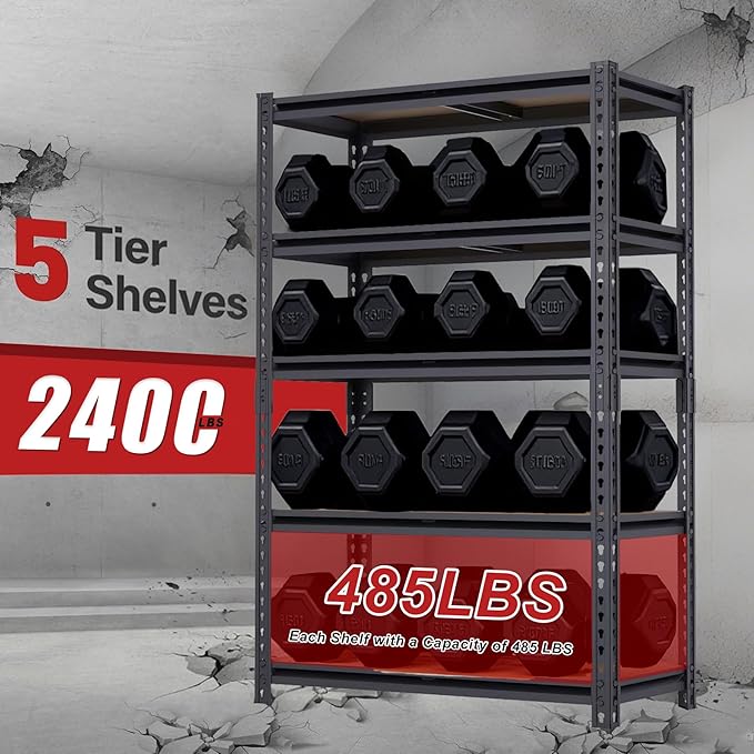 Garage Storage Shelves, 2400 LBS Heavy Duty Shelving, Metal Garage Shelves - Image 4