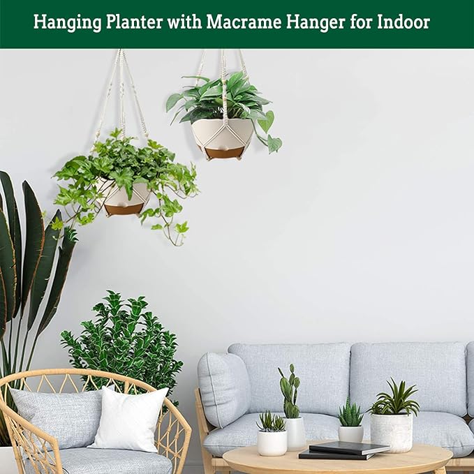 Hanging Planters for Indoor Plants, 2 Pack 10 Inch Self Watering Pots - Image 5
