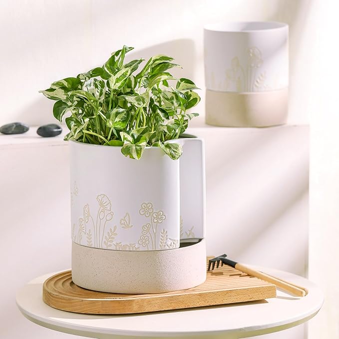 Nihow Self Watering Plant Pot: 8 Inch Ceramic Planter - Image 5