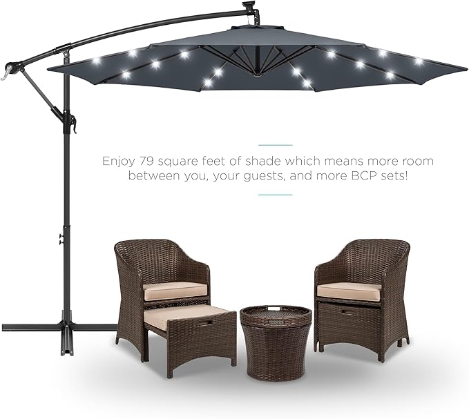 Best Choice Products 10ft Solar LED Offset Cantilever Hanging Market Patio - Image 2