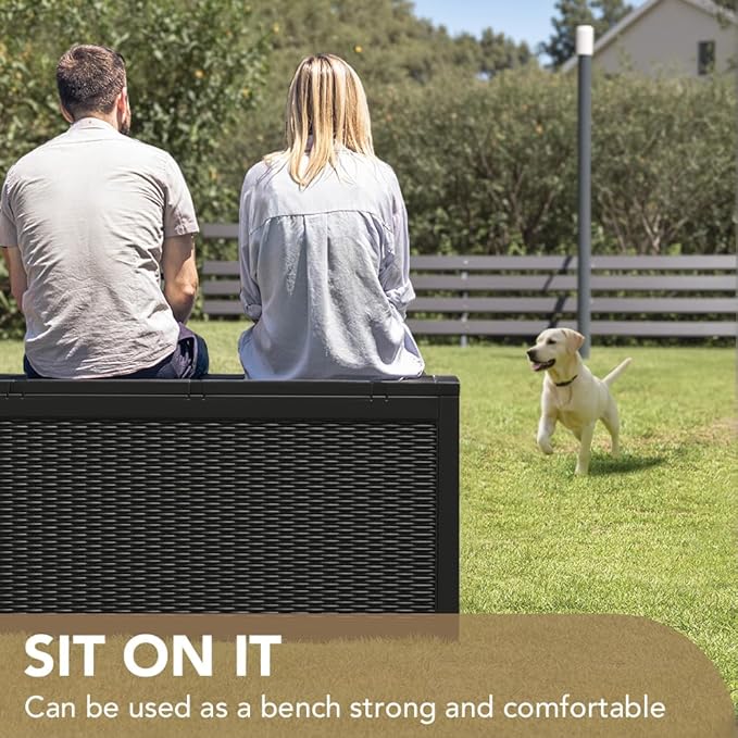 Devoko 95 Gallon Deck Box Large Resin Outdoor Storage Box, Waterproof and UV - Image 3
