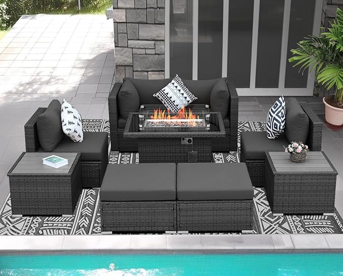 NICESOUL 9 Piece Outdoor Patio Garden Furniture Set - Image 3