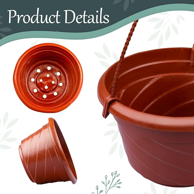 VIDELLY 4 Pieces Plastic Hanging Planters, 5.9 in Dia x 3.54 in H, Flower Plant - Image 3