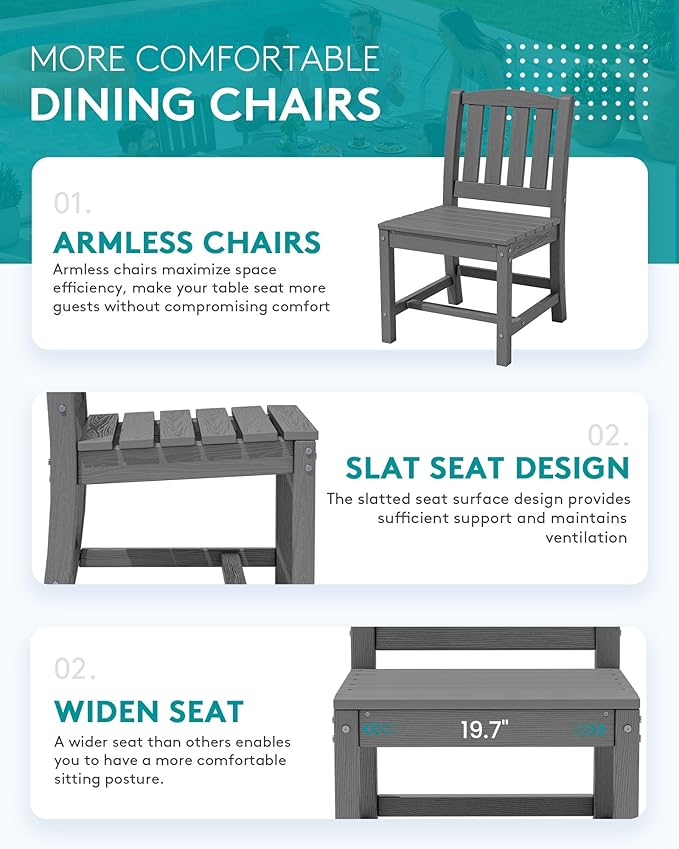 SERWALL 11-Piece Outdoor Dining Set, All Weather HDPE Outdoor Furniture Set - Image 6