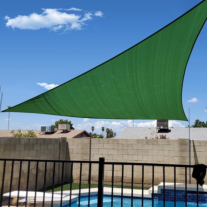 KANAGAWA Sun Shade Sail 12'x12'x12' Dark Green Triangle UV Block Canopy Awning by KANAGAWA