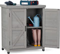 Outdoor Potting Bench with Storage Cabinet and Metal Top, Wood Workstation by Wood-Natrl