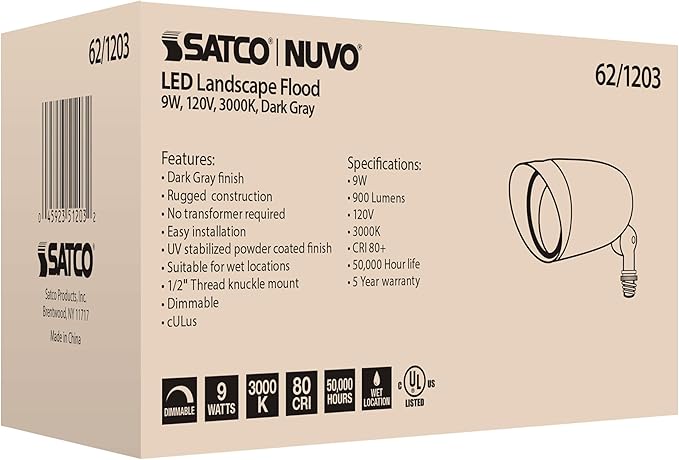 Nuvo Lighting 62/1203 LED Landscape Flood Fixture, Dark Gray, 3000 Kelvin Temp - Image 5