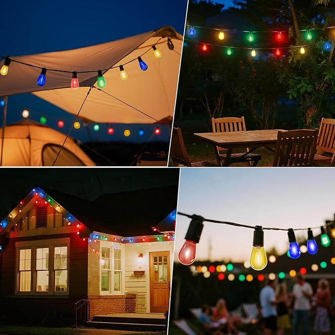 15 Pack S14 Colored LED String Light Bulbs, 1W Plastic Shatterproof Replacement - Image 8