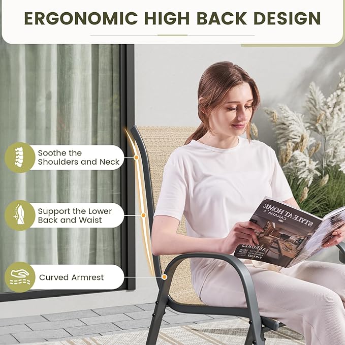UDPATIO Patio Chairs Set of 8, Stackable Outdoor Dining Chairs - Image 7