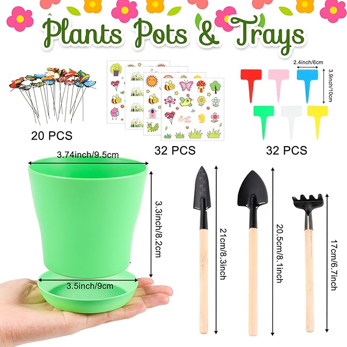 32 Set Garden Plastic Pot Craft Kit DIY Flower Plant Crafts Nursery Pots - Image 2