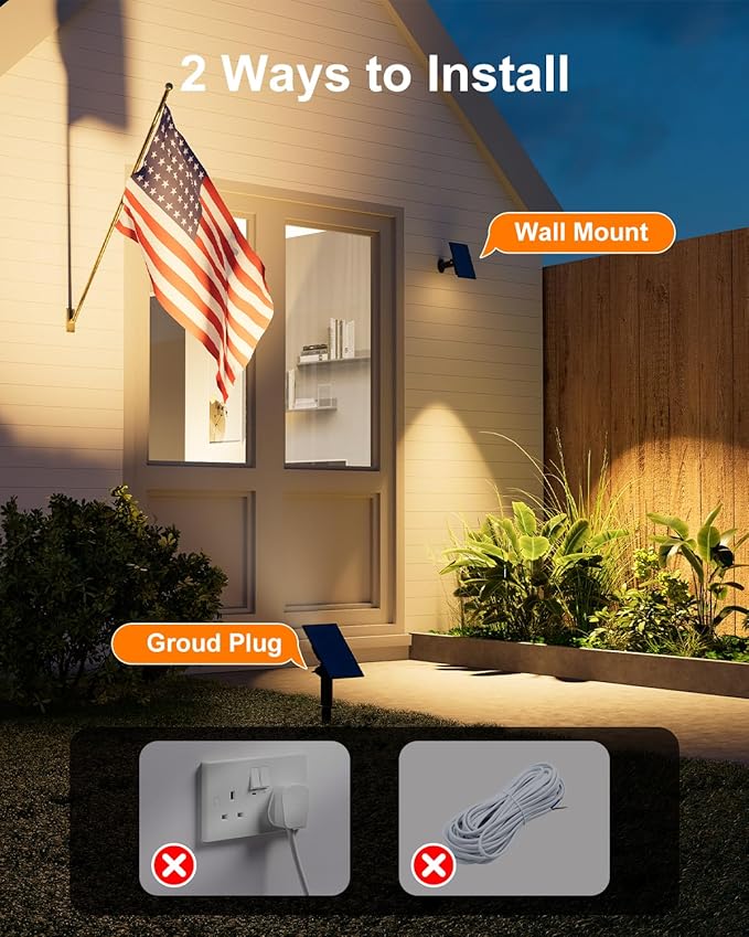 6 Pack Solar Power Spot Lights Outdoor Waterproof LED Dusk to Dawn Landscape - Image 6