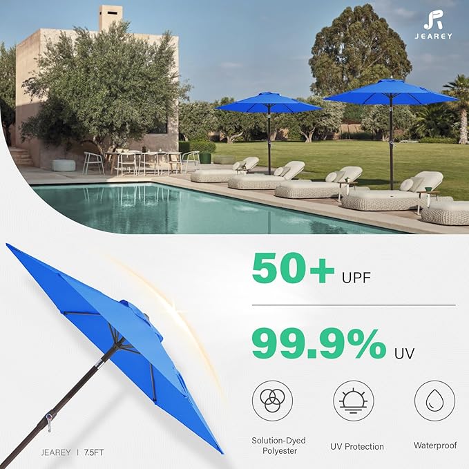 JEAREY 7.5FT Patio Umbrella Outdoor Market Umbrella - Image 7