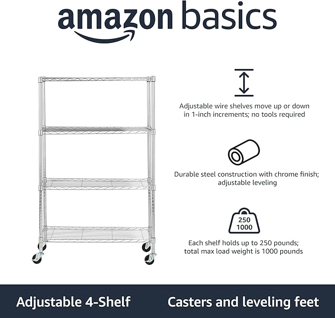 Amazon Basics 4-Shelf Adjustable Heavy Duty Storage Shelving Unit - Image 3