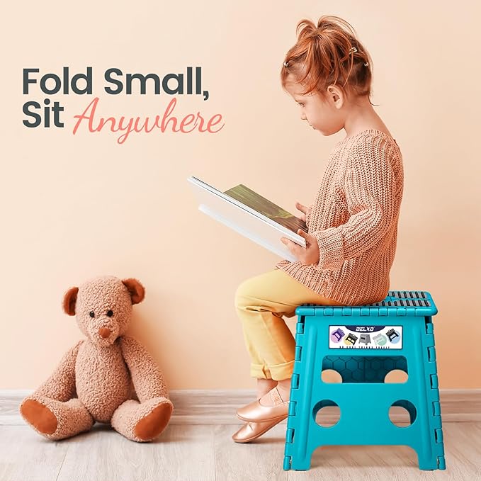 Delxo Folding Step Stool 13 Inch Non-Slip Foldable Stools - Image 4
