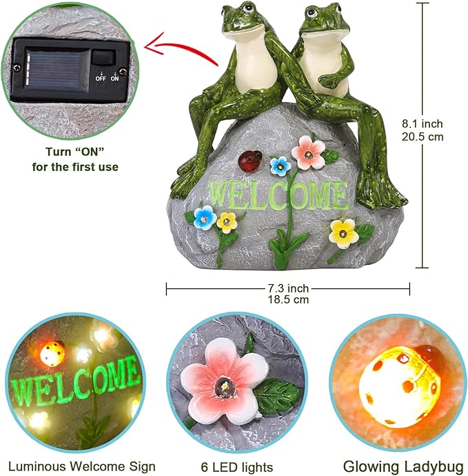 Nacome Solar Garden Outdoor Statues Frog - Image 3